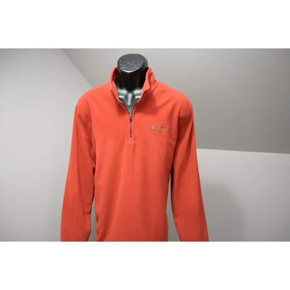 Eddie Bauer Camp Sweater 1/4 Zip Fleece Pullover‎ Orange Mens Size 2XL XXL - Picture 3 of 10